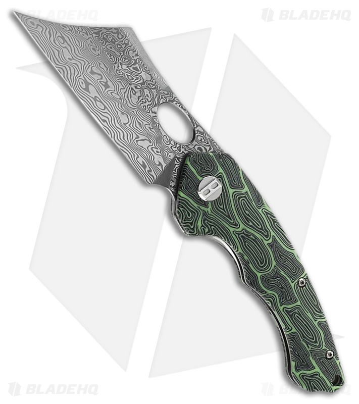 Bestech Skirmish Knife Black/Green G-10 + Damascus Blade HQ