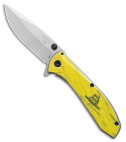 Bear & Son 4" Liner Lock Flipper Knife Gadsden Flag Stainless Steel (2.8" Satin)