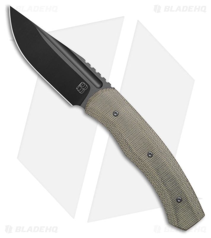 BergBlades Alpha Liner Lock Knife Green Micarta (3.75" DLC Satin)