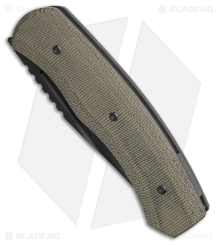 BergBlades Alpha Liner Lock Knife Green Micarta (3.75" DLC Satin)