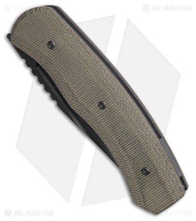 BergBlades Alpha Liner Lock Knife Green Micarta (3.75" DLC Satin)