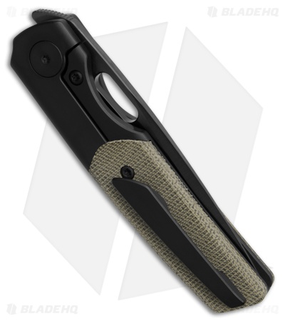 BergBlades Mini Sweeney Frame Lock Knife Green Micarta/Black Ti (2.9" Black)