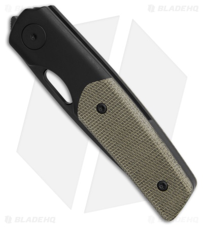 BergBlades Mini Sweeney Frame Lock Knife Green Micarta/Black Ti (2.9" Black)