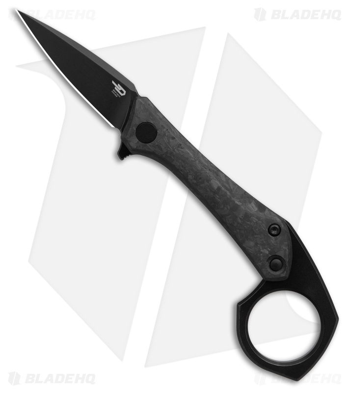 Bestech Knives Duci Frame Lock Knife Ti/Marble CF (2" Black PVD SW 20CV)