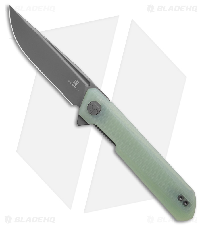 Bestech Knives Dundee Liner Lock MagnaCut Knife Jade G-10 (3.5" Gray PVD)