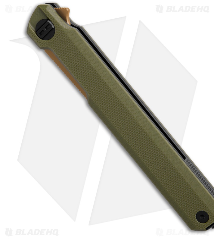 Bestech Knives Duoz Liner Lock Knife OD Green G-10 (3.3" Gold PVD)