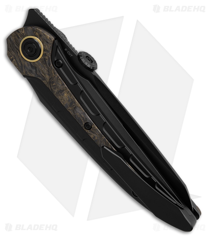Bestech Knives Prydwen MagnaCut Frame Lock Knife Gold Carbon Fiber (3.6" Black)