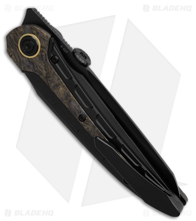 Bestech Knives Prydwen MagnaCut Frame Lock Knife Gold Carbon Fiber (3.6" Black)