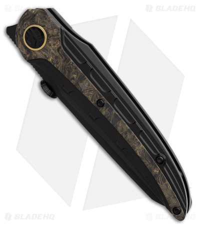 Bestech Knives Prydwen MagnaCut Frame Lock Knife Gold Carbon Fiber (3.6" Black)