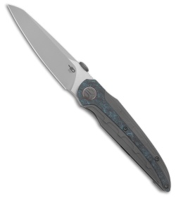 Bestech Knives Prydwen MagnaCut Frame Lock Knife Ti/Blue Marble CF (3.6" BB)
