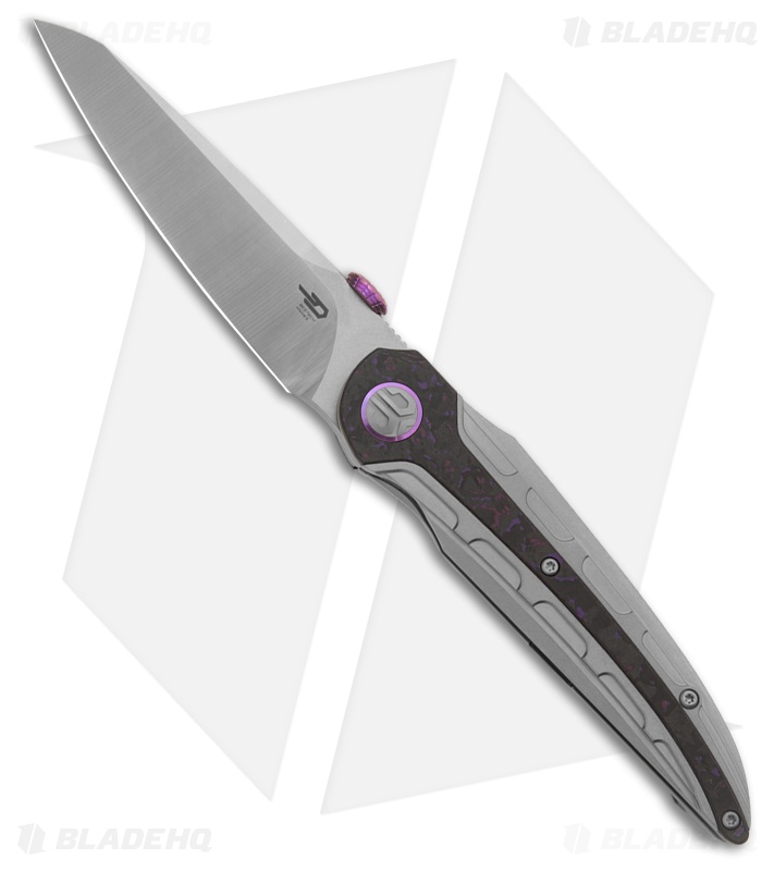 Bestech Knives Prydwen MagnaCut Frame Lock Knife Ti/Purple Haze FC (3.6" Satin)