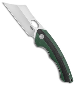 Bestech Knives Skirmish Liner Lock Knife Green/Black G-10 (3.25" Satin D2) BG44A