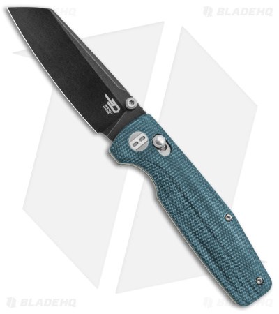 Bestech Knives Slasher Bar Lock Knife Blue Micarta (3" Black D2) BG43C-2