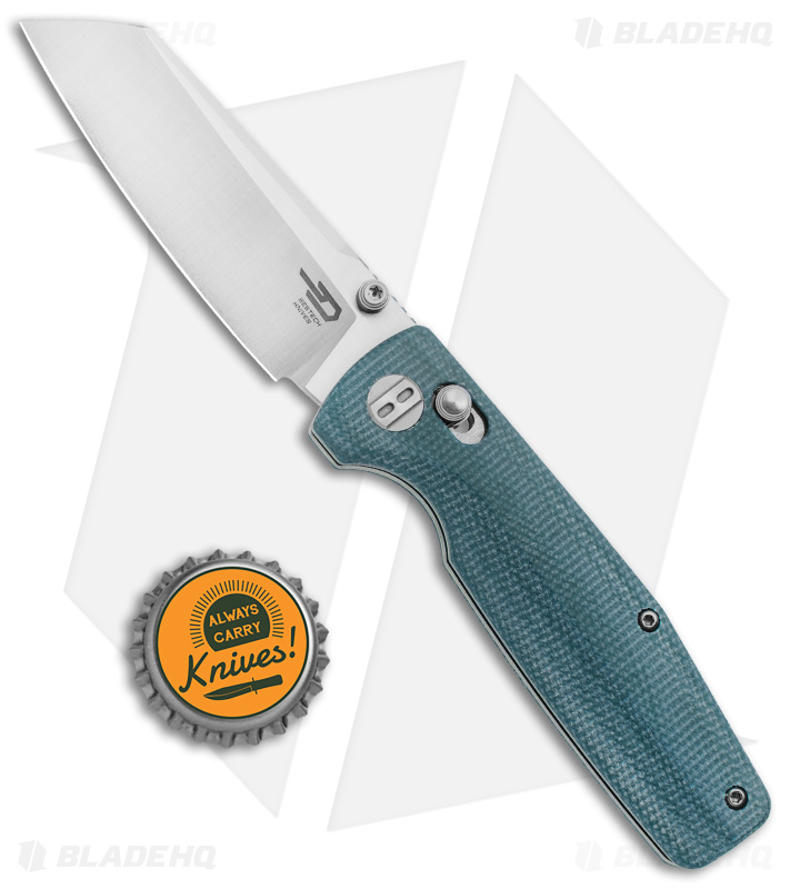 Bestech Knives Slasher Bar Lock Knife Blue Micarta (3" Stonewash D2) BG43C-1