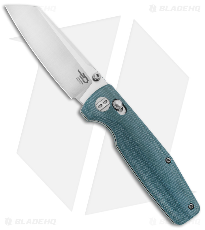 Bestech Knives Slasher Bar Lock Knife Blue Micarta (3" Stonewash D2) BG43C-1