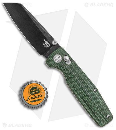 Bestech Knives Slasher Bar Lock Knife Green Micarta (3" Black D2) BG43B-2