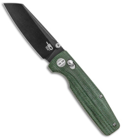 Bestech Knives Slasher Bar Lock Knife Green Micarta (3" Black D2) BG43B-2