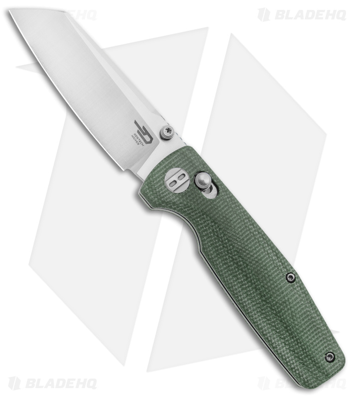 Bestech Knives Slasher Bar Lock Knife Green Micarta (3" Stonewash D2) BG43B-1