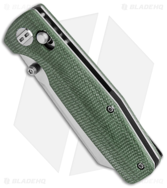 Bestech Knives Slasher Bar Lock Knife Green Micarta (3" Stonewash D2) BG43B-1