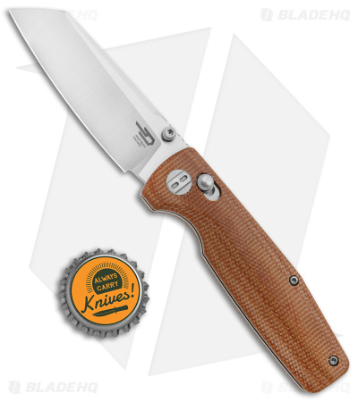 Bestech Knives Slasher Bar Lock Knife Natural Micarta (3" Satin D2) BG43D