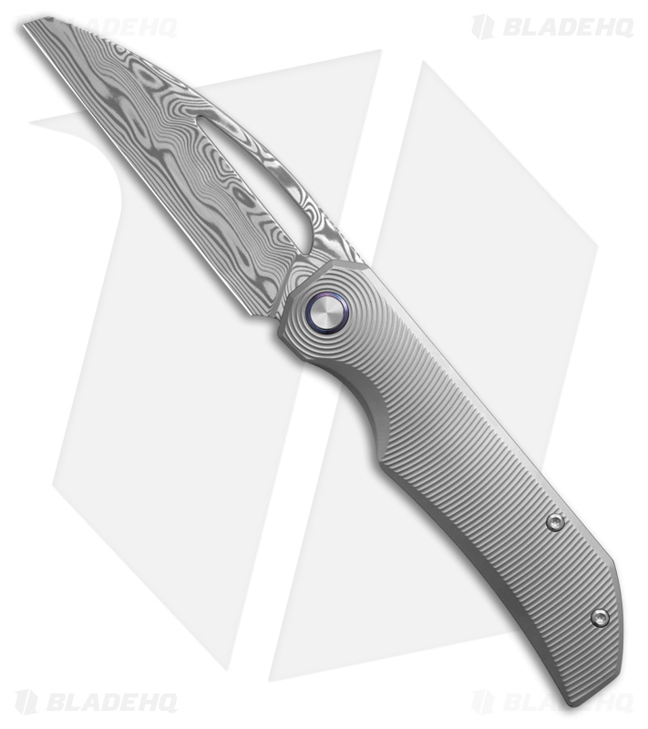 Bestech Knives TAIPAN Frame Lock Knife Bead Blasted Titanium (3.7" Damascus)