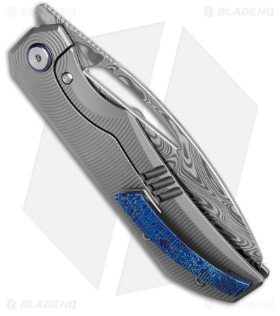 Bestech Knives TAIPAN Frame Lock Knife Bead Blasted Titanium (3.7" Damascus)