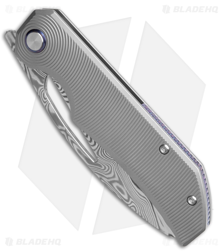 Bestech Knives TAIPAN Frame Lock Knife Bead Blasted Titanium (3.7" Damascus)