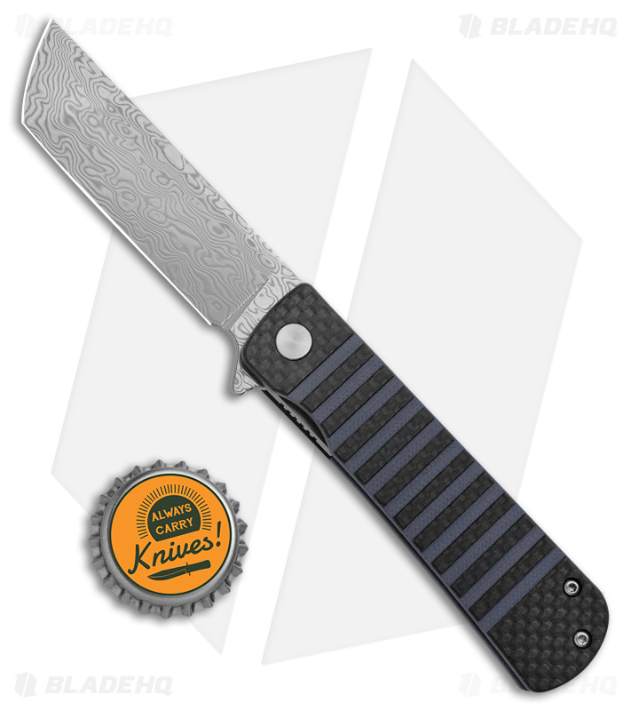 Bestech Knives Titan Liner Lock Knife Blue/G-10 CF (3" Damascus) BL05A