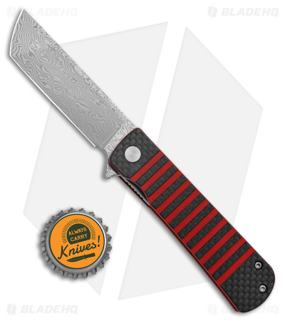 Bestech Knives Titan Liner Lock Knife Red/G-10 CF (3" Damascus) BL05B