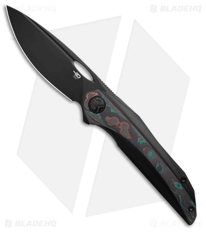 Bestech Senu Frame Lock Knife Black PVD Titanium + CamoCarbon (3.5" Black PVD)