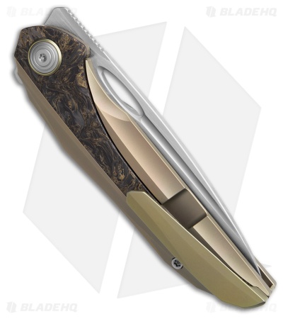 Bestech Senu Frame Lock Knife Bronze Titanium + FatCarbon (3.5" Satin)