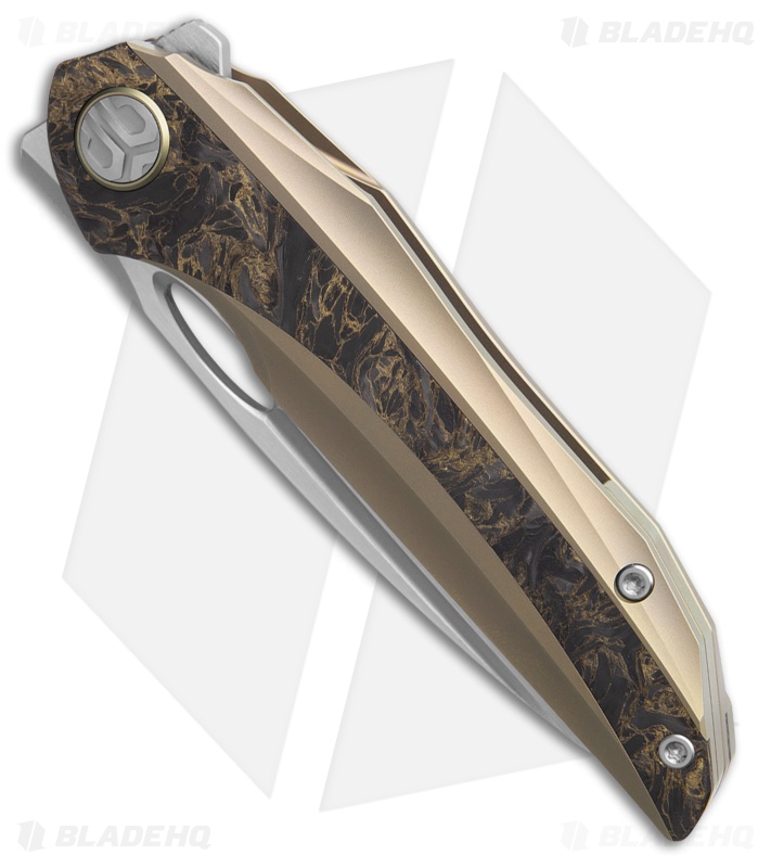 Bestech Senu Frame Lock Knife Bronze Titanium + FatCarbon (3.5" Satin)
