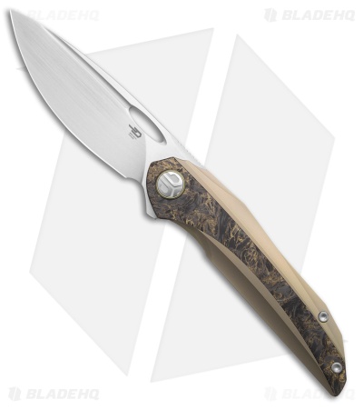 Bestech Senu Frame Lock Knife Bronze Titanium + FatCarbon (3.5" Satin)