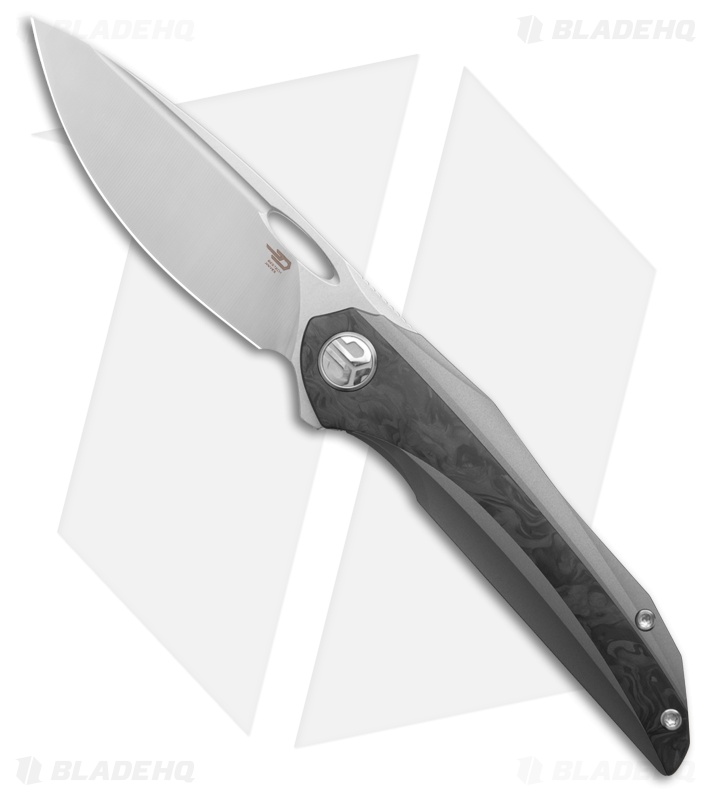 Bestech Senu Frame Lock Knife Gray PVD Titanium + Marbled CF (3.5" SW/Satin)