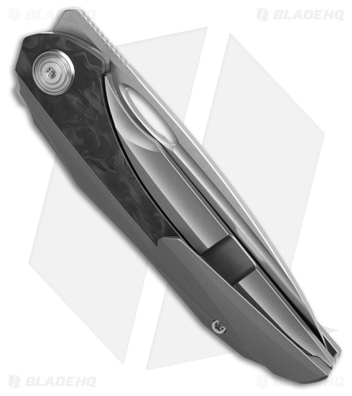 Bestech Senu Frame Lock Knife Gray PVD Titanium + Marbled CF (3.5" SW/Satin)