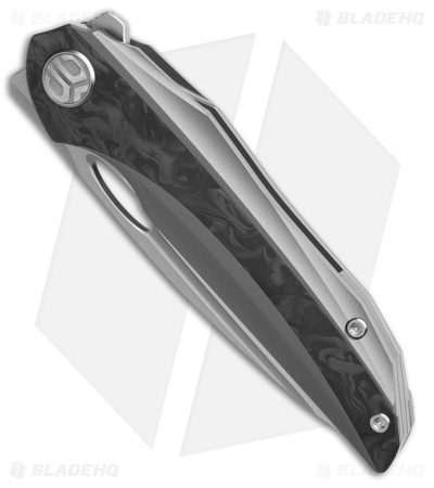 Bestech Senu Frame Lock Knife Gray PVD Titanium + Marbled CF (3.5" SW/Satin)