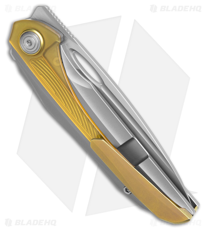 Bestech Senu Frame Lock Knife Stonewash Titanium + Ultem Inlay (3.5" BB/Satin)