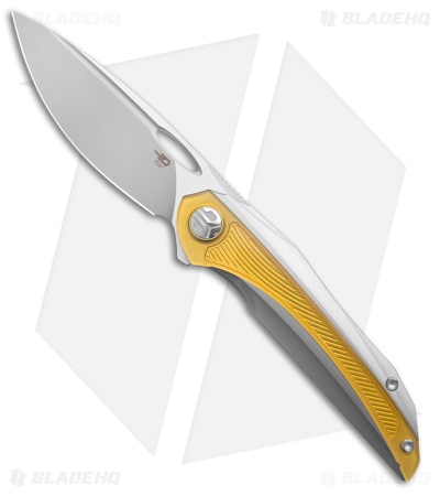 Bestech Senu Frame Lock Knife Stonewash Titanium + Ultem Inlay (3.5" BB/Satin)