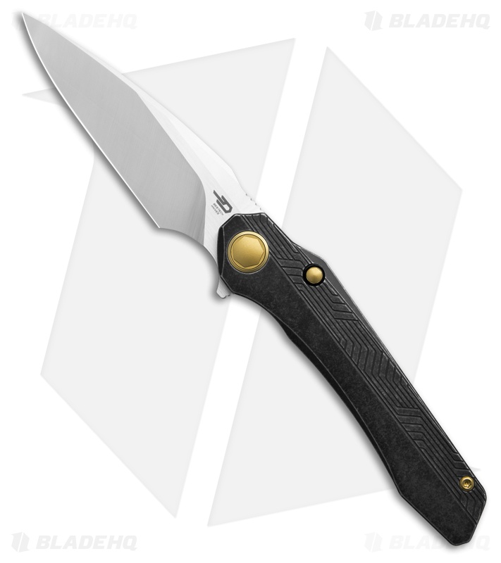 Bestech Wet Nellie Button Lock Flipper Black/Bronze Titanium (3.625" Satin)