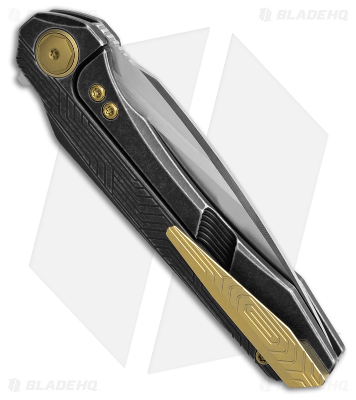 Bestech Wet Nellie Button Lock Flipper Black/Bronze Titanium (3.625" Satin)