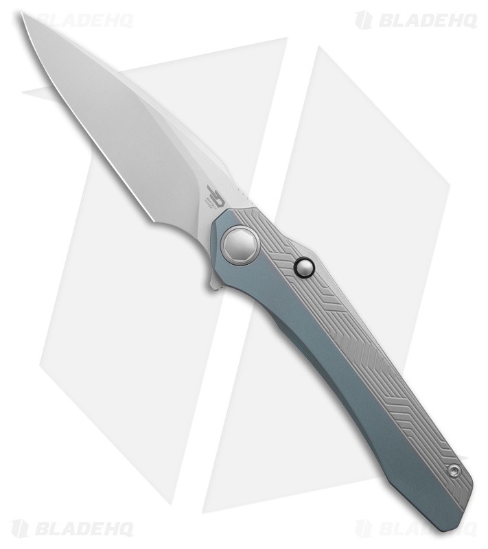 Bestech Wet Nellie Button Lock Flipper Blue/Gray Titanium