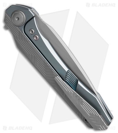 Bestech Wet Nellie Button Lock Flipper Blue/Gray Titanium (3.625" Fine SW)