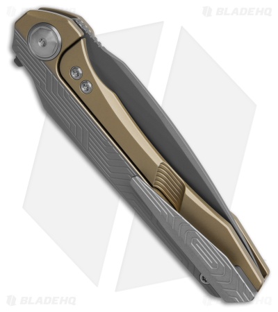 Bestech Wet Nellie Button Lock Flipper Bronze/White Titanium (3.625" Gray)