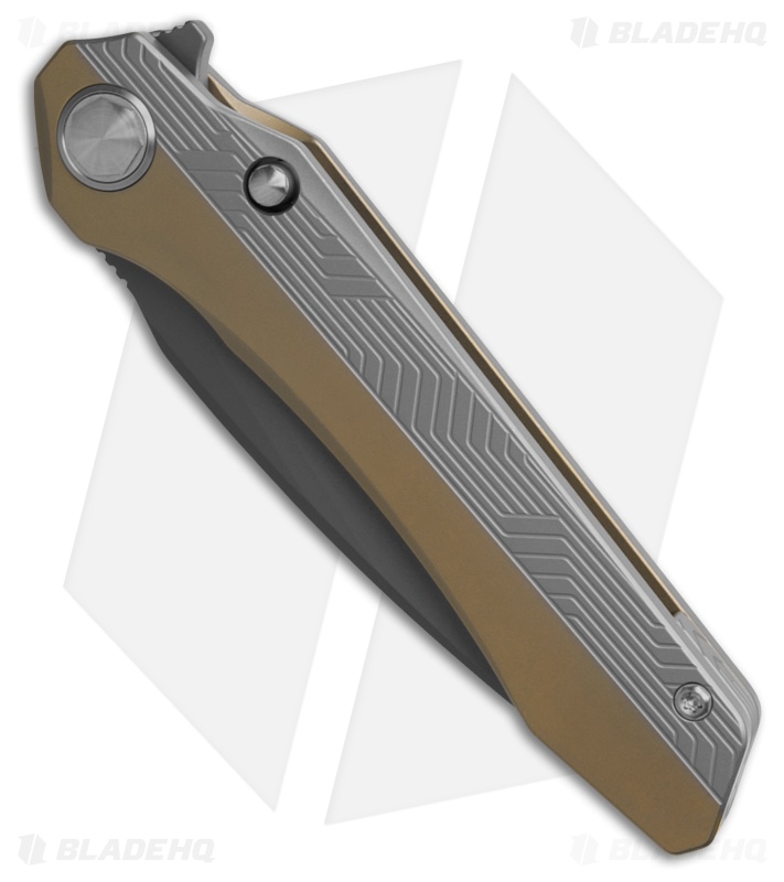 Bestech Wet Nellie Button Lock Flipper Bronze/White Titanium (3.625" Gray)