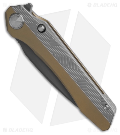 Bestech Wet Nellie Button Lock Flipper Bronze/White Titanium (3.625" Gray)