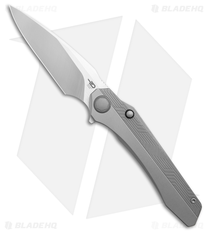 Bestech Wet Nellie Button Lock Flipper Gray Titanium (3.625" Satin)