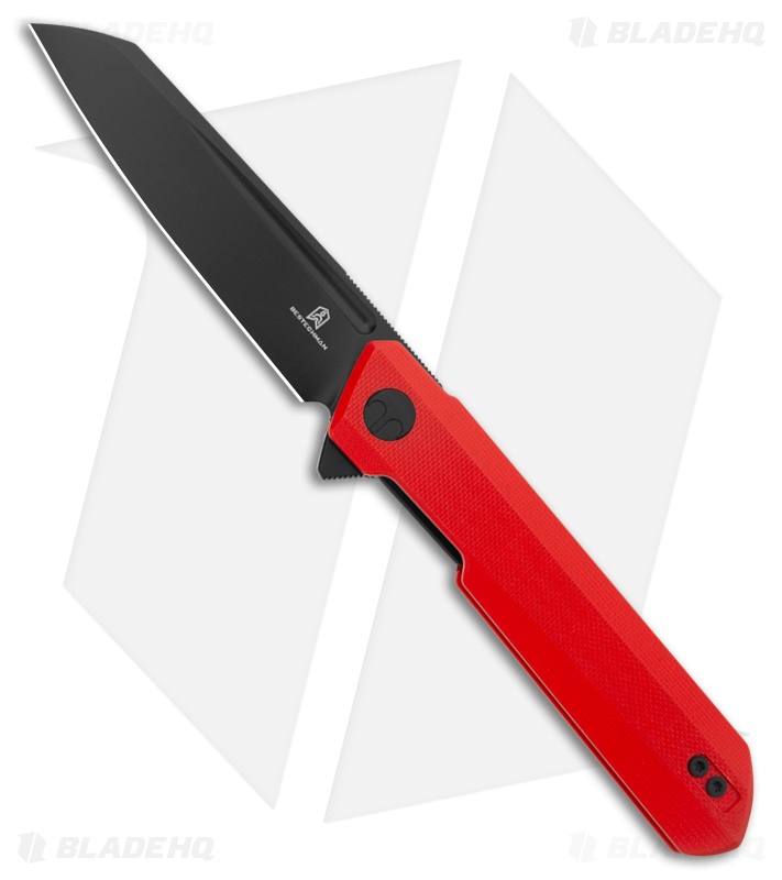 Bestechman Dundee Sheepsfoot Liner Lock Knife Red G-10 (3.5" Black PVD)