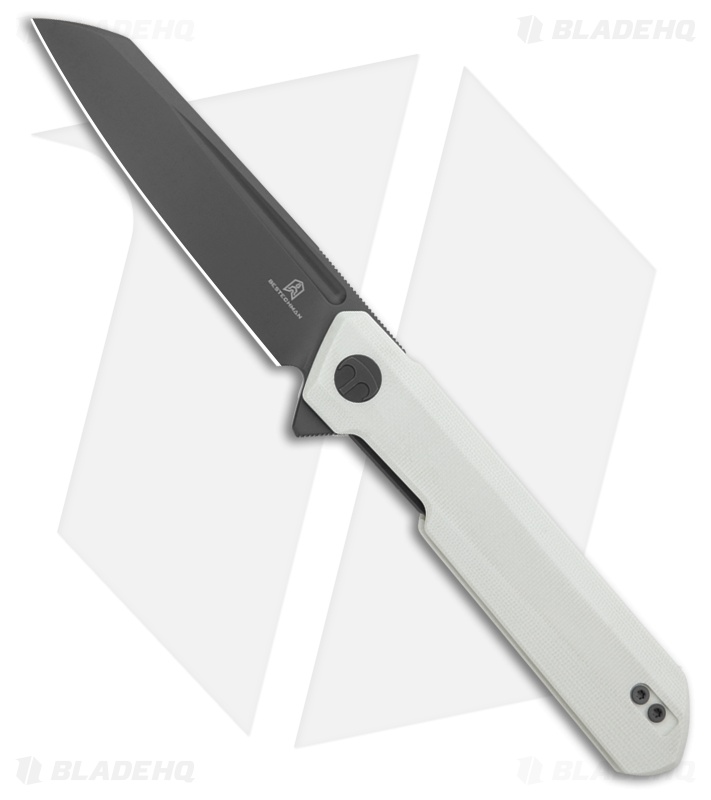 Bestechman Dundee Sheepsfoot Liner Lock Knife White G-10 (3.5" Gray PVD)
