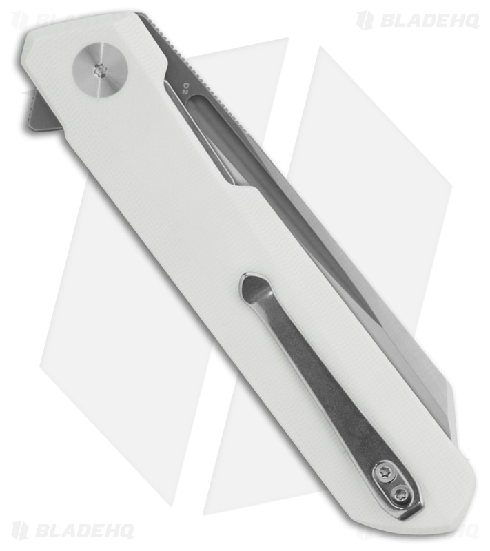 Bestechman Dundee Sheepsfoot Liner Lock Knife White G-10 (3.5" Gray PVD/Satin)