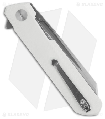 Bestechman Dundee Sheepsfoot Liner Lock Knife White G-10 (3.5" Gray PVD/Satin)